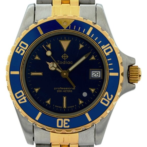 Zodiac 34mm Midsize Professional 200M Grey Dot TT Diver Watch - Picture 6 of 8